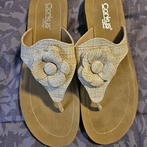 Corkys Women's Beige Floral Sandals